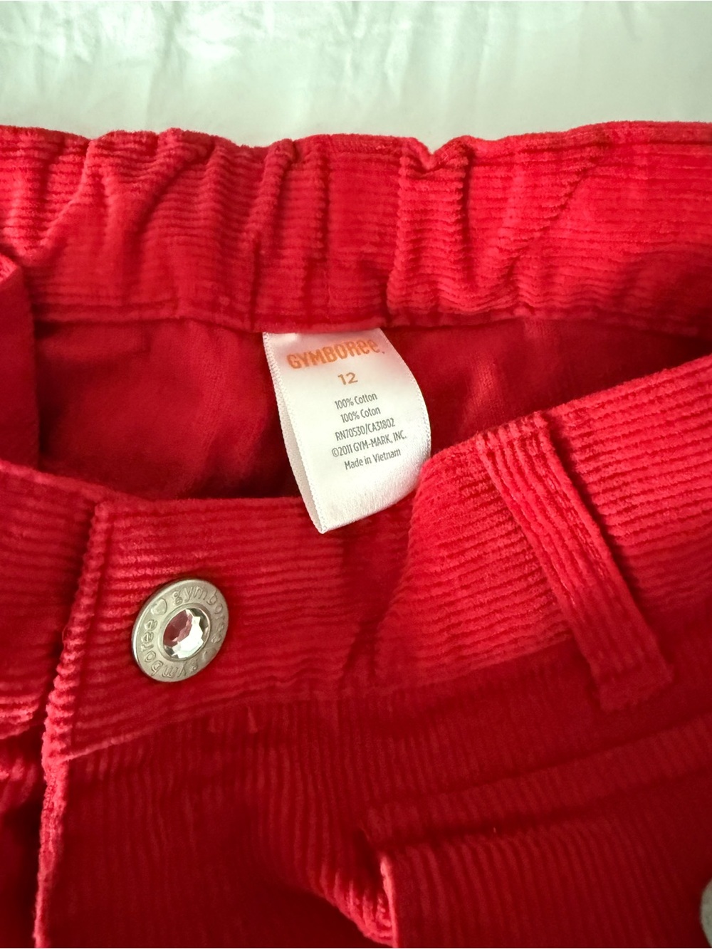Gymboree Bright Red Corduroy Kids Jeans